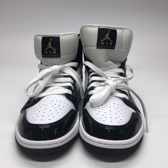 Mens Air Jordan 1 Mid SE Black/White/Gold 852542-007 NWOB - Picture 3 of 5